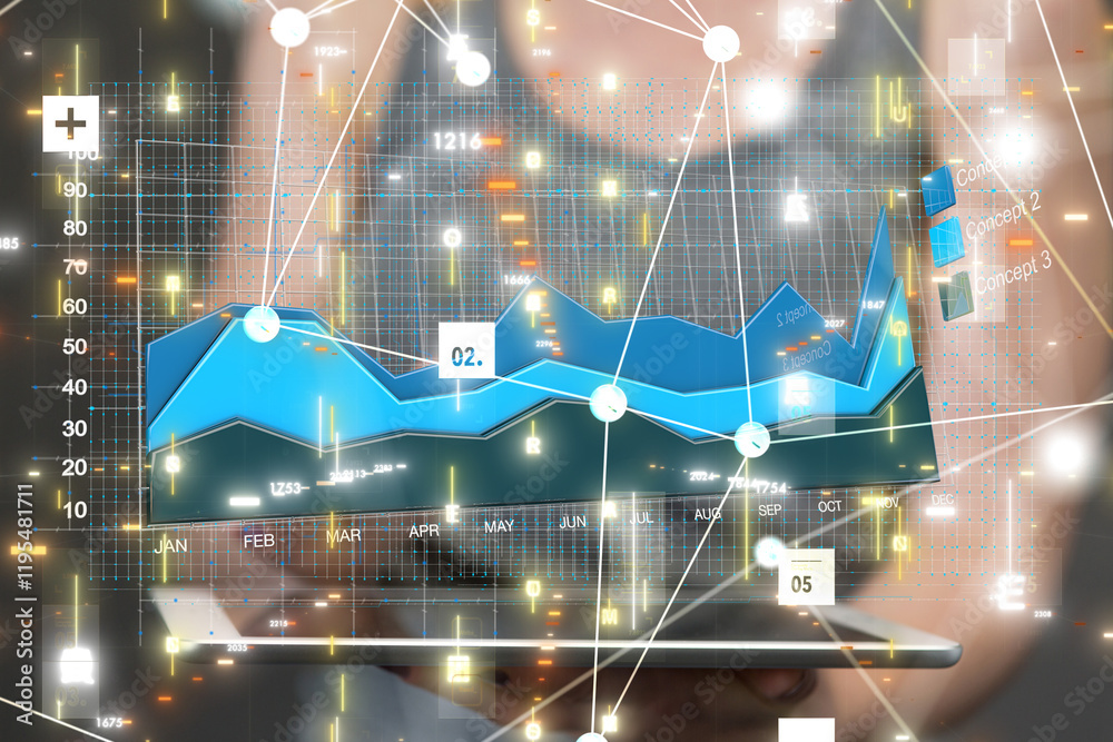 Poster diagram futuristic wave, futuristic data stream