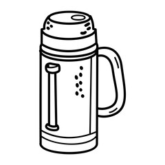 A sketchy style icon of a thermos