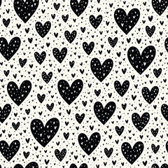 Obraz premium Seamless pattern of black and white heart