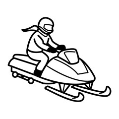 A person take snowmobile ride, doodle icon