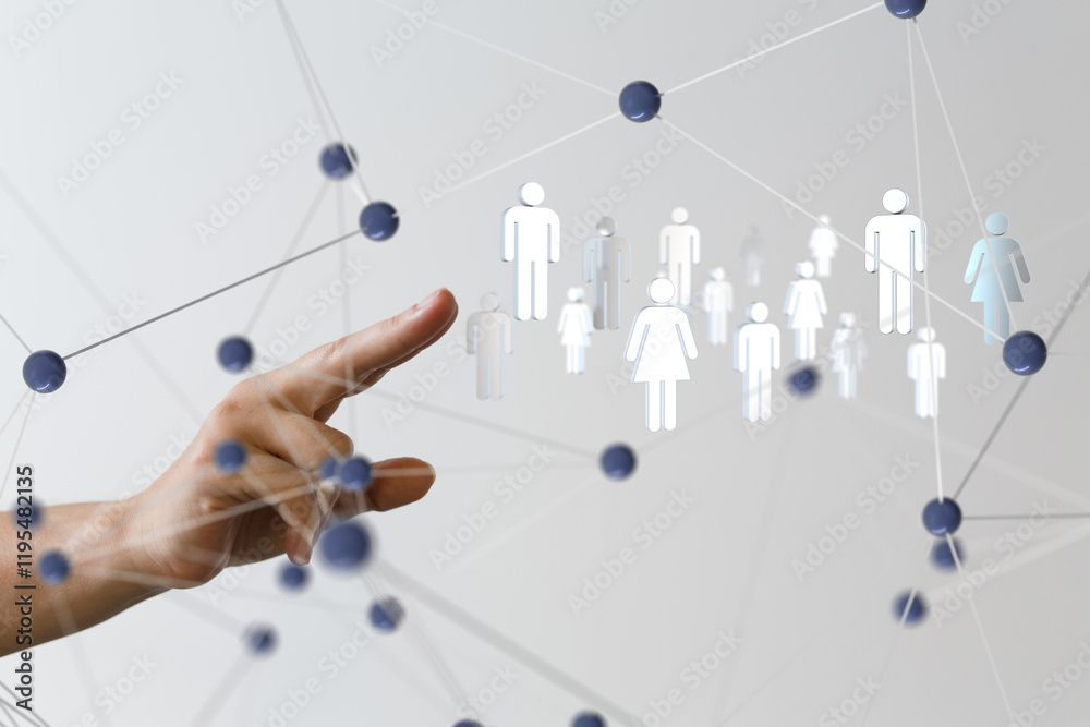 Poster Global network. Blockchain. 3D illustration. Neural networks and artificial intelligence. Abstract