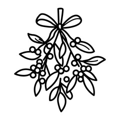 Mistletoe ornament icon in doodle style
