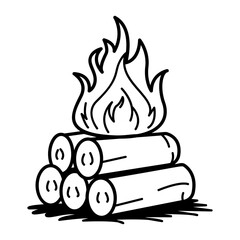A sketchy icon of log fire