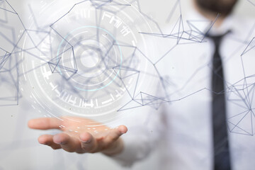 Neural network 3D illustration. Big data and cybersecurity - neural network exposure digital
