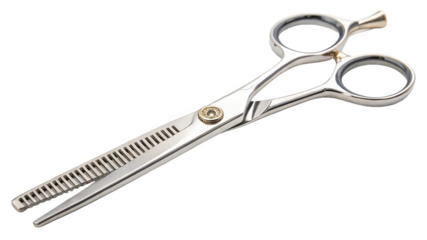Hair thinning scissors isolated on a transparent background.