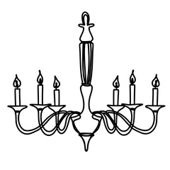 Chandelier in one line art drawing