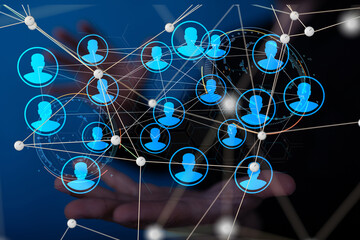 Abstract technology group and data 3d