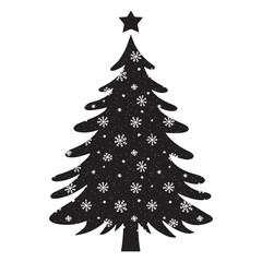 Christmas Tree Winter Snowflake Silhouette Vector on White Background