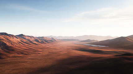 Naklejka premium Aerial serenity over remote desert landscape nature’s tranquil beauty