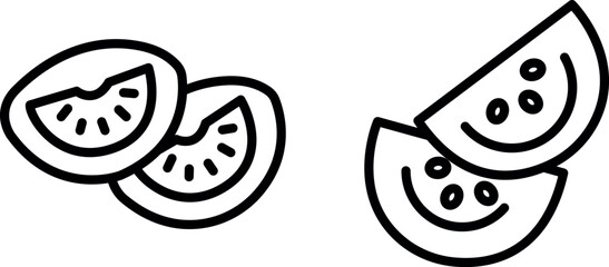 "Slices of Tomato Icon Set: Fresh and Healthy Food Symbols"