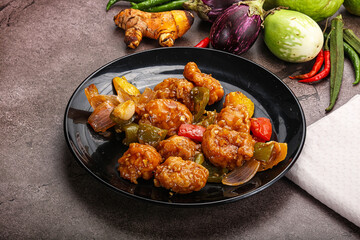 Chinese cuisine - prawn with chili sauce