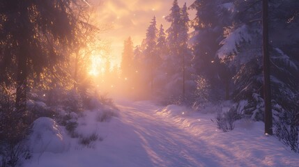 Fototapeta premium Sunrise of a winter season
