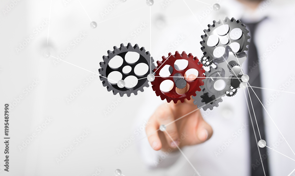 Poster gear technology background. big data concept. binary