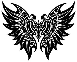 Intricate Wing Designs with Symmetrical Feather Details and Angelic Motifs in Gothic Style