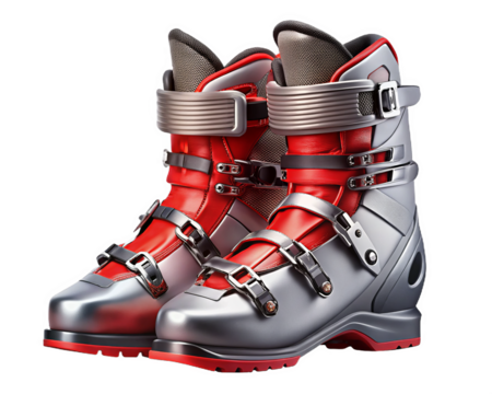 Ski boots isolated on a transparent background.