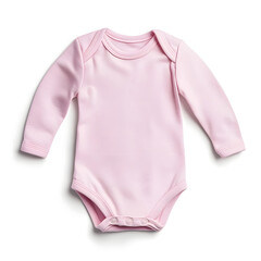 Cute Pink Baby Long Sleeve Onesie on White Background in High