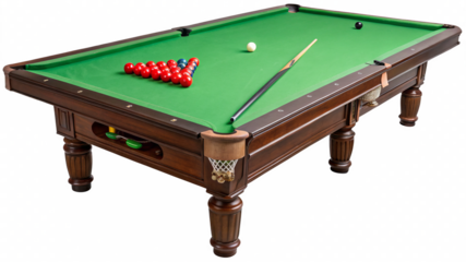 Snooker table isolated on a transparent background.