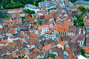panorama of the old town of Mannheim, Germany. View from above.