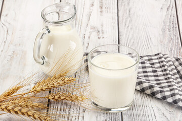 Organic milk in the glass