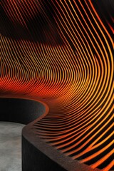 Abstract orange black geometric pattern with curved lines