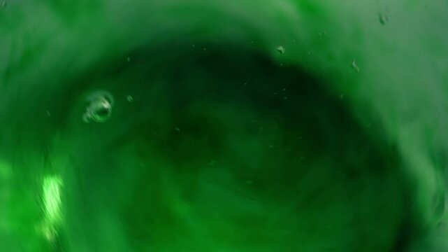 Green water bubbles close up shot 