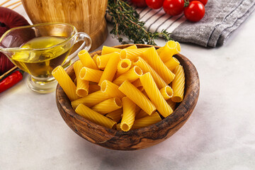 Italian cuisine - dry tortiglioni pasta