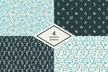 Decorative vector seamless plant patterns