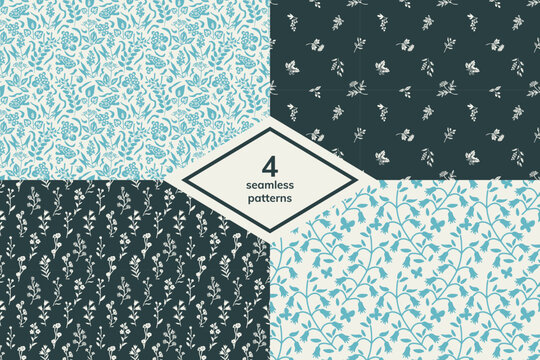 Decorative vector seamless plant patterns