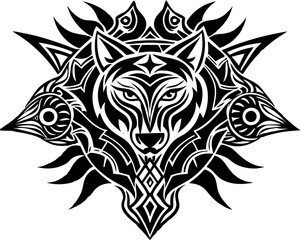 Tribal Tattoo Designs Featuring Wolf Head, Dragon Silhouette, and Abstract Patterns