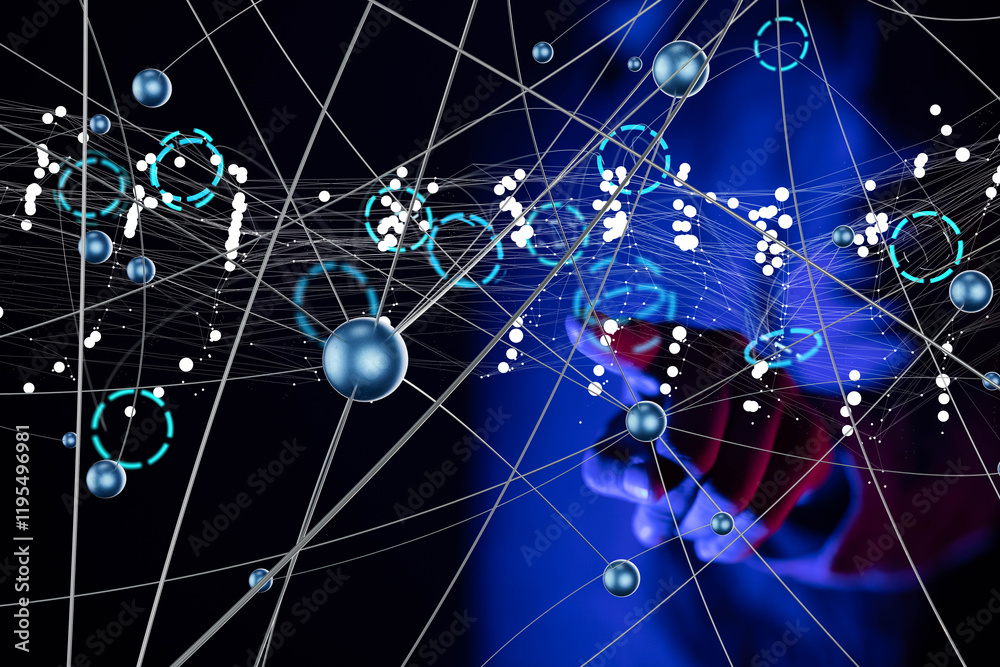 Poster conference digital network and data concept 3d