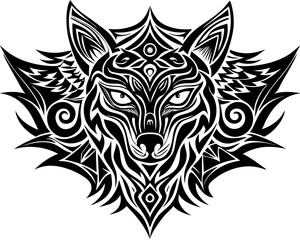 Tribal Tattoo Designs Featuring Wolf Head, Dragon Silhouette, and Abstract Patterns