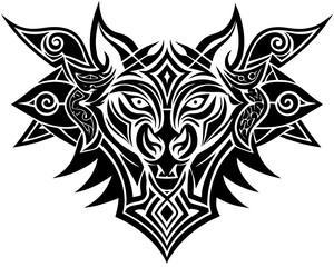 Tribal Tattoo Designs Featuring Wolf Head, Dragon Silhouette, and Abstract Patterns