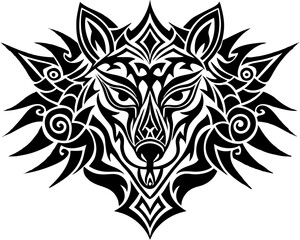Tribal Tattoo Designs Featuring Wolf Head, Dragon Silhouette, and Abstract Patterns