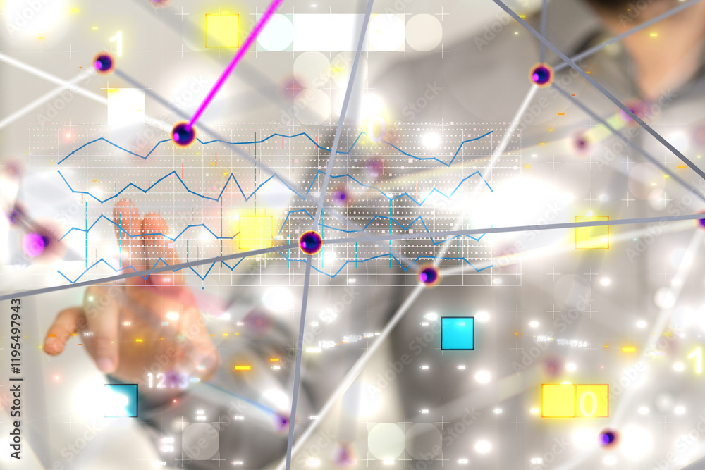 Poster diagram futuristic wave, futuristic data stream - 3d
