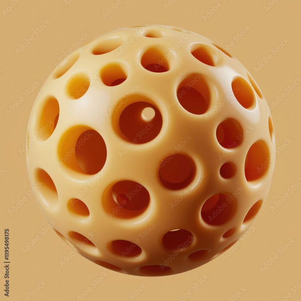 Aufkleber A sphere with numerous evenly distributed holes, resembling a porous material or abstract 3D design.