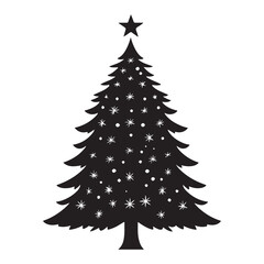 Christmas tree black silhouette vector illustration isolated on a white background