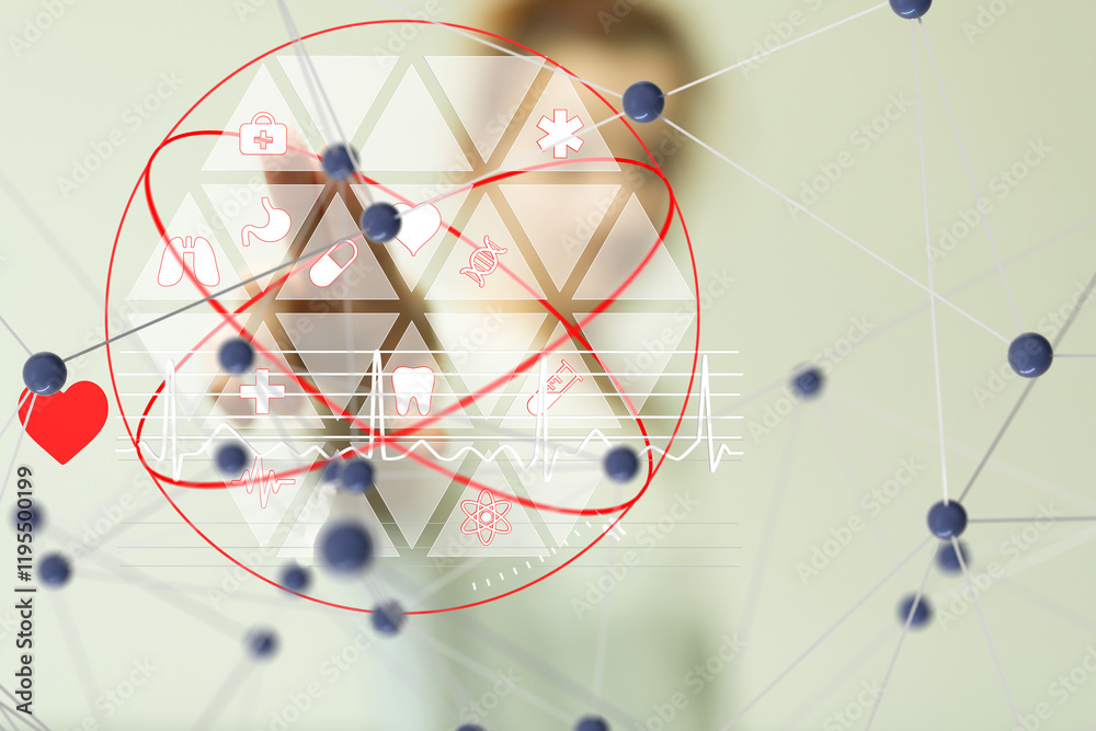 Poster digital medical futuristic interface 3d rendering