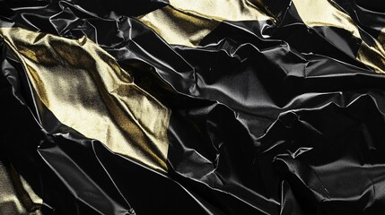 Abstract Black and Gold Draped Fabric Texture Background