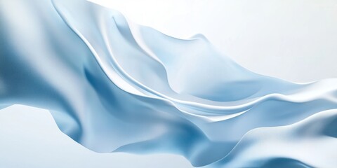 Light blue fabric cascades gracefully with soft folds, creating a serene and calming atmosphere while illuminated by bright natural light