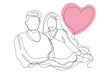 Sketch love concept minimal couple in love drawing line art couple lovely drawn together line love concept with white ioslated background. Abstract,vector,illustration.