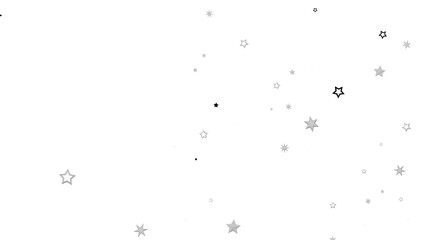 A digital illustration of scattered silver stars on a black background. The stars are of different...