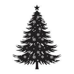 Christmas tree black silhouette vector illustration isolated on a white background