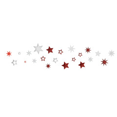 A simple image of red and white stars on a black background. The stars are of various sizes and arranged in a random pattern.