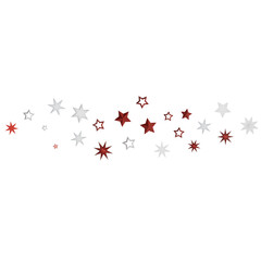 Abstract illustration of red and white stars on a black background,  geometric pattern design.