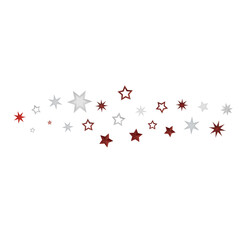 A collection of red and white stars arranged on a black background. The stars are of different sizes and shapes and create a pattern that's reminiscent of a night sky.