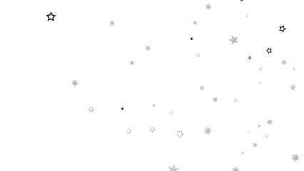 A digital illustration of scattered silver stars on a black background. The stars are of different sizes and create a sparkly, glittering effect.