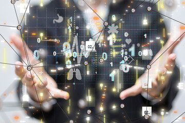 digital medical futuristic interface 3D rendering