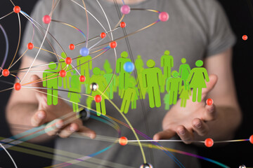 Global network. Blockchain. 3D illustration. Neural networks and artificial intelligence. Abstract  - 3d