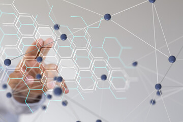 medical on hospital background, medical technology network concept