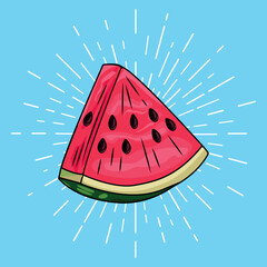 Watermelon Fruits and comic cartoon with colorful color